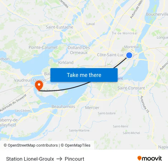 Station Lionel-Groulx to Pincourt map