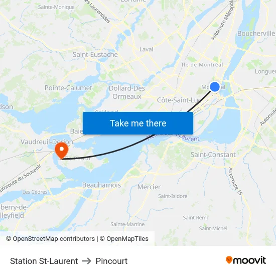 Station St-Laurent to Pincourt map