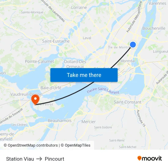Station Viau to Pincourt map