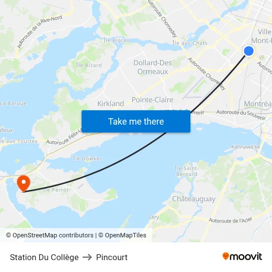 Station Du Collège to Pincourt map