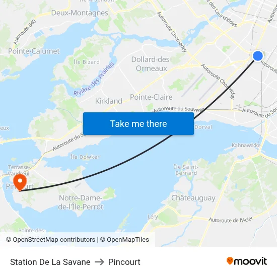 Station De La Savane to Pincourt map