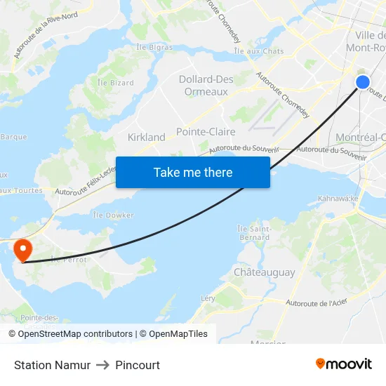 Station Namur to Pincourt map