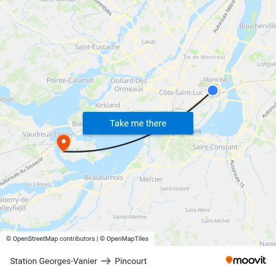 Station Georges-Vanier to Pincourt map