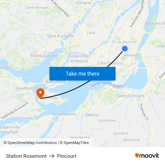 Station Rosemont to Pincourt map