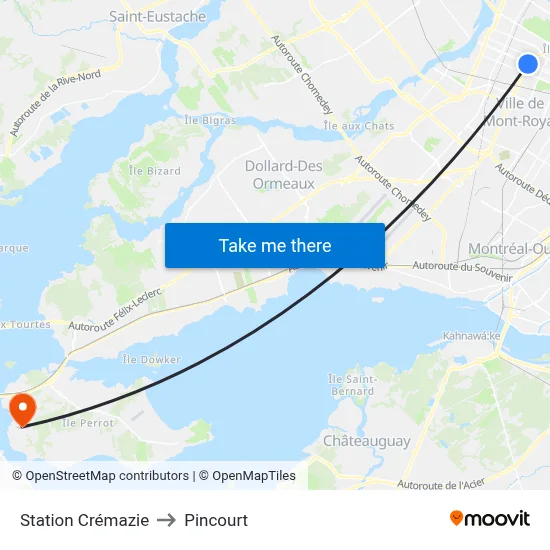 Station Crémazie to Pincourt map