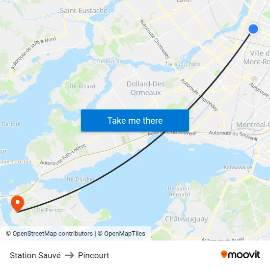 Station Sauvé to Pincourt map