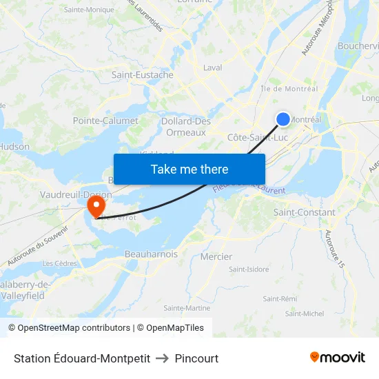 Station Édouard-Montpetit to Pincourt map