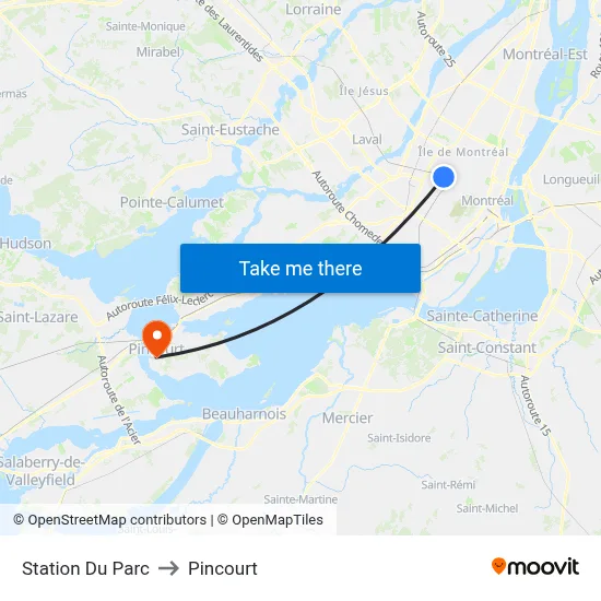Station  Du Parc to Pincourt map