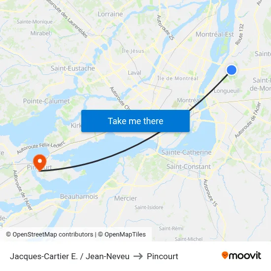 Jacques-Cartier E. / Jean-Neveu to Pincourt map