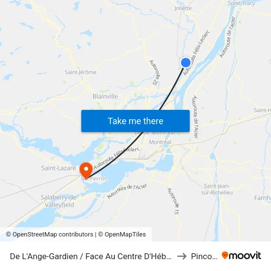 De L'Ange-Gardien / Face Au Centre D'Hébergement to Pincourt map