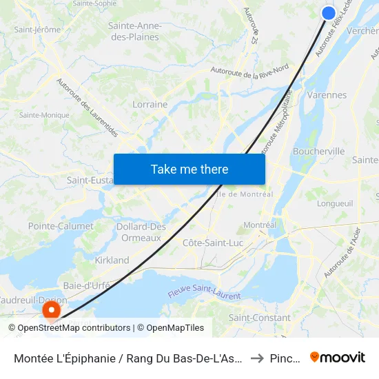 Montée L'Épiphanie / Rang Du Bas-De-L'Assomption Sud to Pincourt map