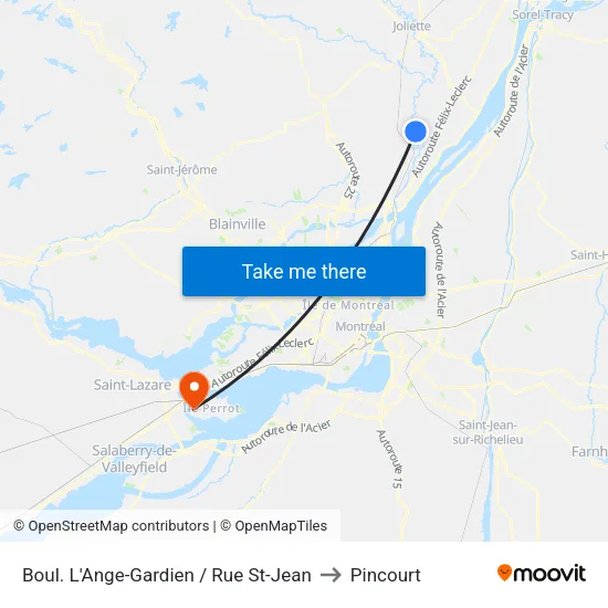 Boul. L'Ange-Gardien / Rue St-Jean to Pincourt map