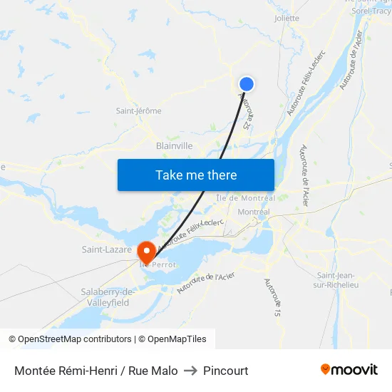 Montée Rémi-Henri / Rue Malo to Pincourt map
