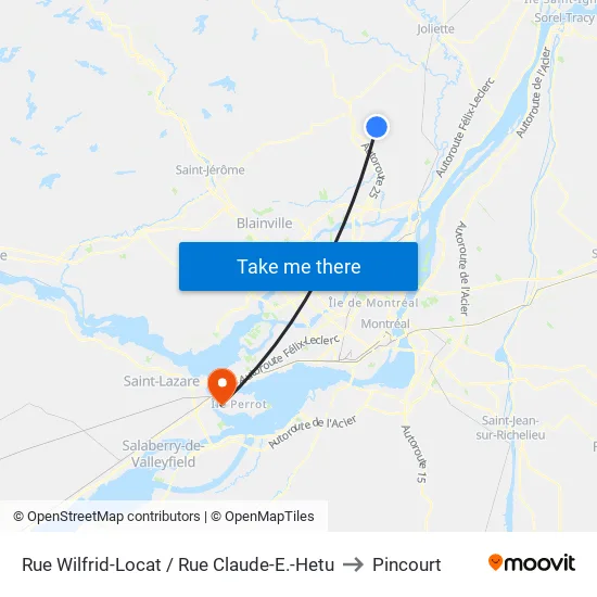 Rue Wilfrid-Locat / Rue Claude-E.-Hetu to Pincourt map