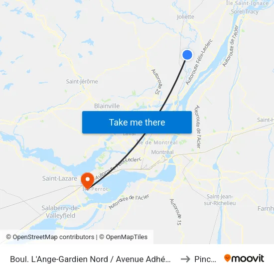 Boul. L'Ange-Gardien Nord / Avenue Adhémar-Raynault to Pincourt map