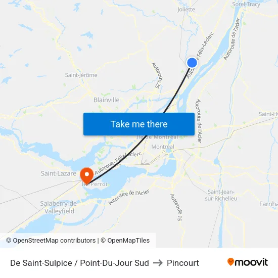 De Saint-Sulpice / Point-Du-Jour Sud to Pincourt map