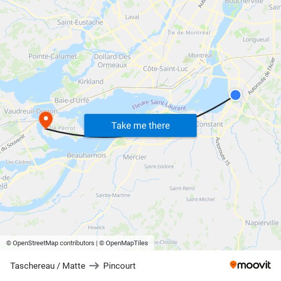 Taschereau / Matte to Pincourt map