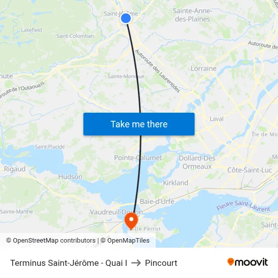 Terminus Saint-Jérôme - Quai I to Pincourt map