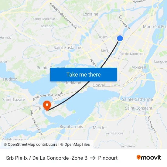 Srb Pie-Ix / De La Concorde -Zone B to Pincourt map