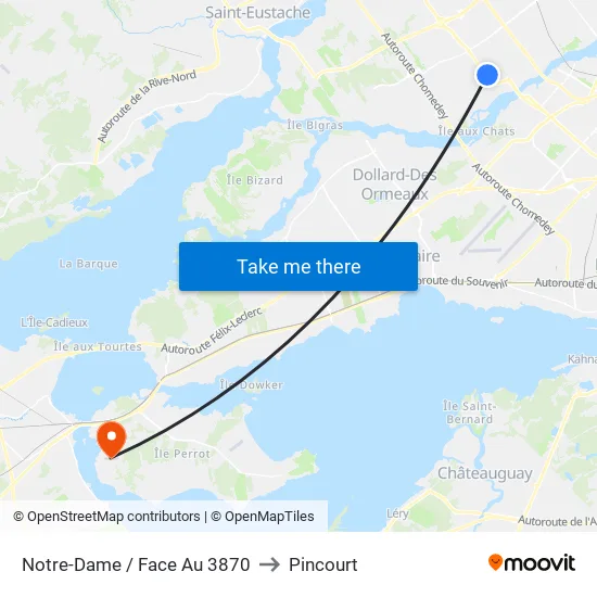 Notre-Dame / Face Au 3870 to Pincourt map