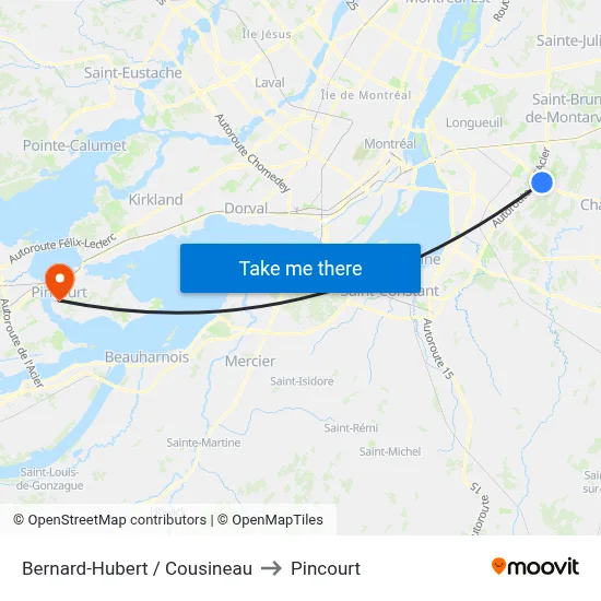 Bernard-Hubert / Cousineau to Pincourt map