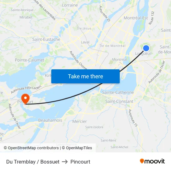 Du Tremblay / Bossuet to Pincourt map