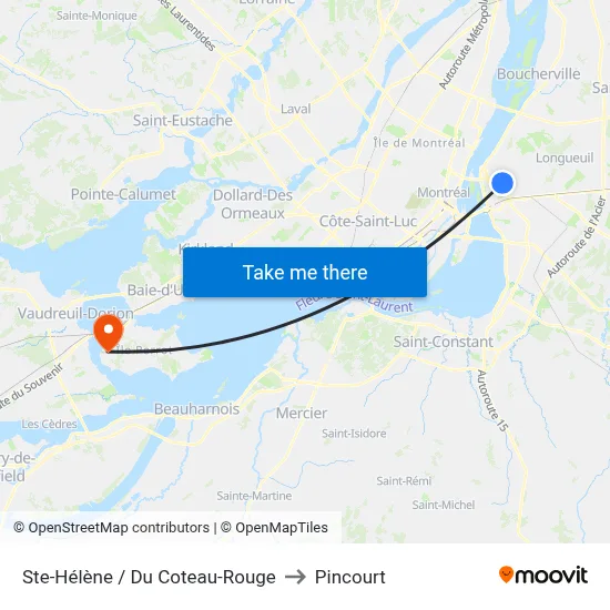 Ste-Hélène / Du Coteau-Rouge to Pincourt map