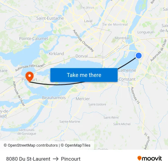 8080 Du St-Laurent to Pincourt map
