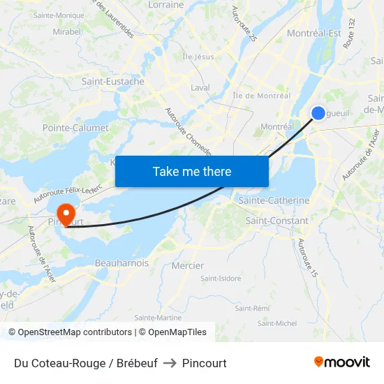 Du Coteau-Rouge / Brébeuf to Pincourt map