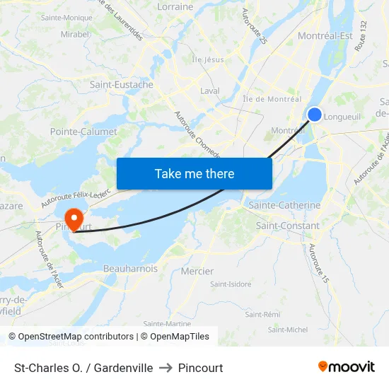 St-Charles O. / Gardenville to Pincourt map