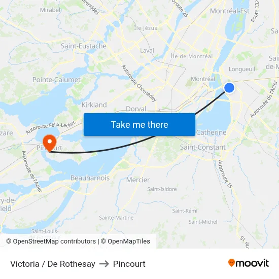 Victoria / De Rothesay to Pincourt map