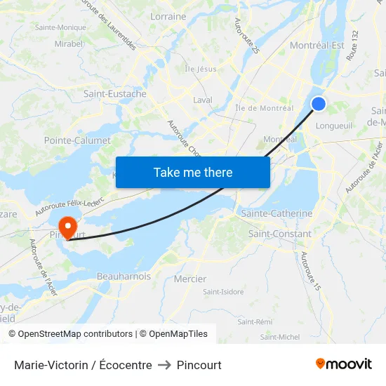 Marie-Victorin / Écocentre to Pincourt map