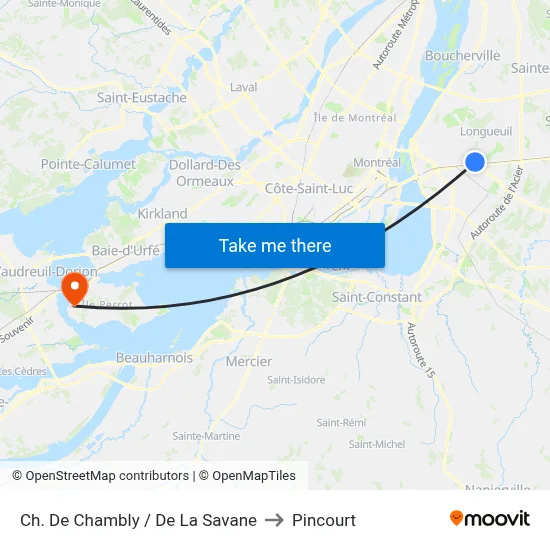 Ch. De Chambly / De La Savane to Pincourt map