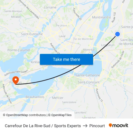 Carrefour De La Rive-Sud / Sports Experts to Pincourt map