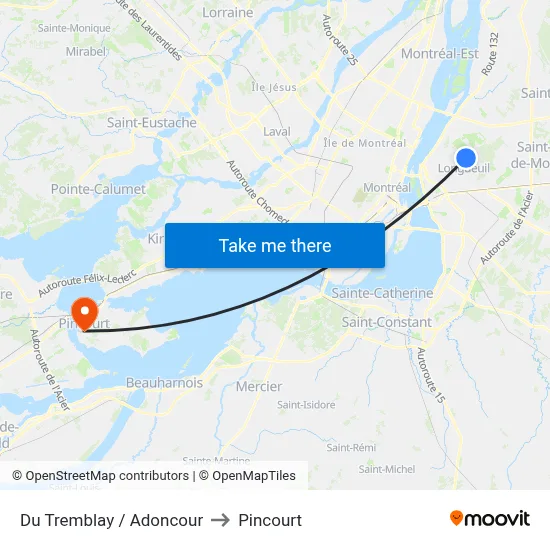 Du Tremblay / Adoncour to Pincourt map