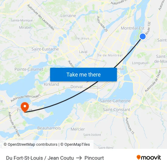 Du Fort-St-Louis / Jean Coutu to Pincourt map