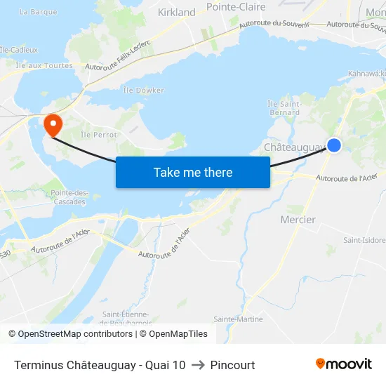 Terminus Châteauguay - Quai 10 to Pincourt map