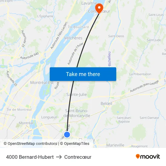4000 Bernard-Hubert to Contrecœur map