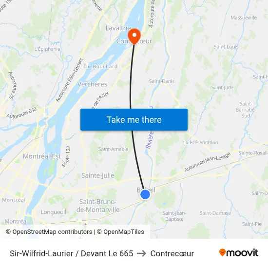 Sir-Wilfrid-Laurier / Devant Le 665 to Contrecœur map