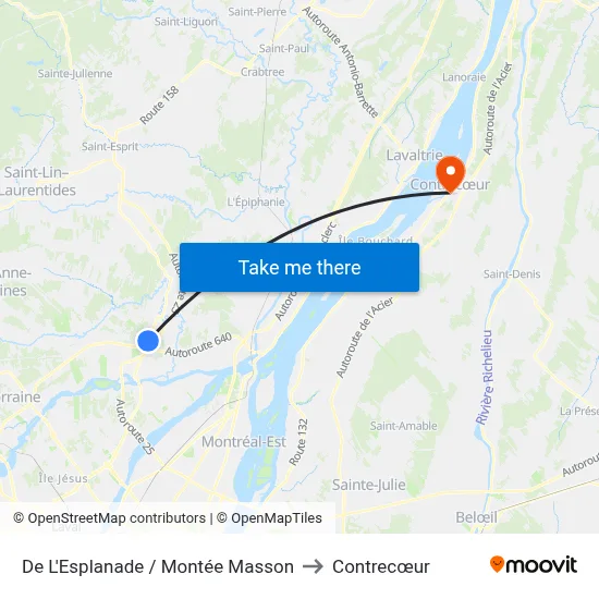De L'Esplanade / Montée Masson to Contrecœur map