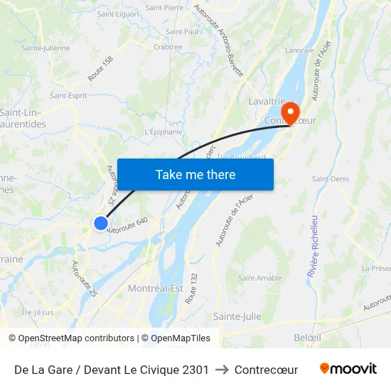 De La Gare / Devant Le Civique 2301 to Contrecœur map