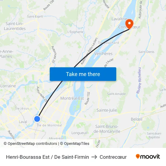 Henri-Bourassa Est / De Saint-Firmin to Contrecœur map