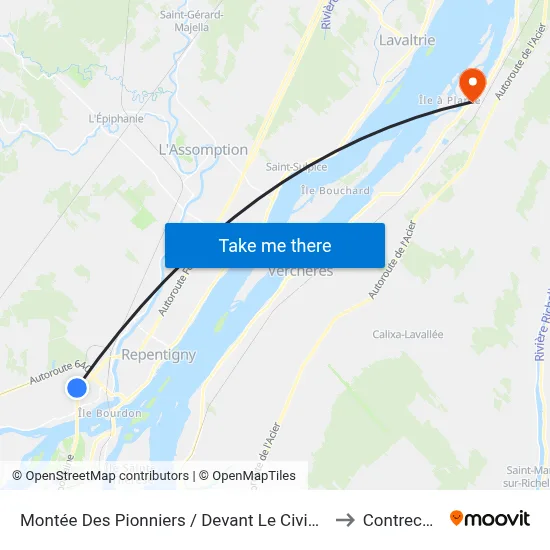 Montée Des Pionniers / Devant Le Civique 830 to Contrecœur map