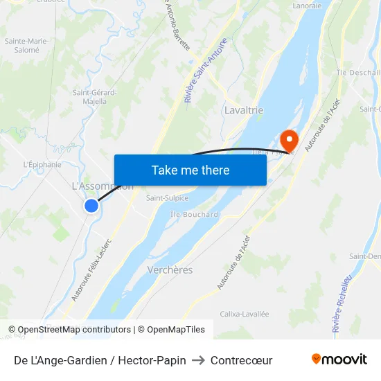 De L'Ange-Gardien / Hector-Papin to Contrecœur map