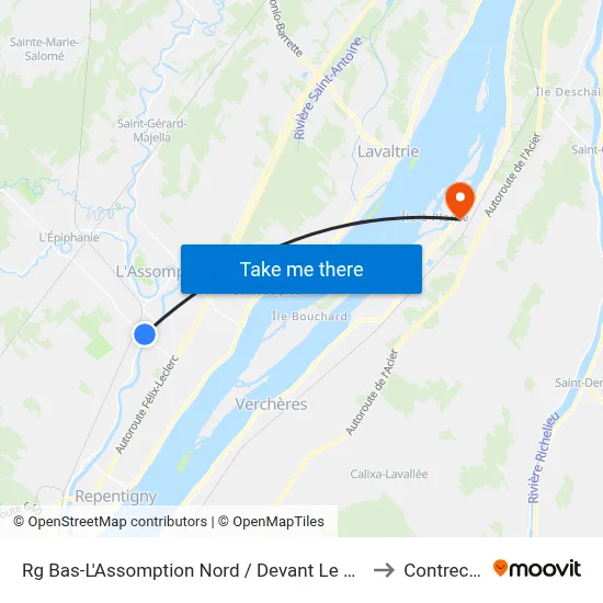 Rg Bas-L'Assomption Nord / Devant Le Civique 905 to Contrecœur map