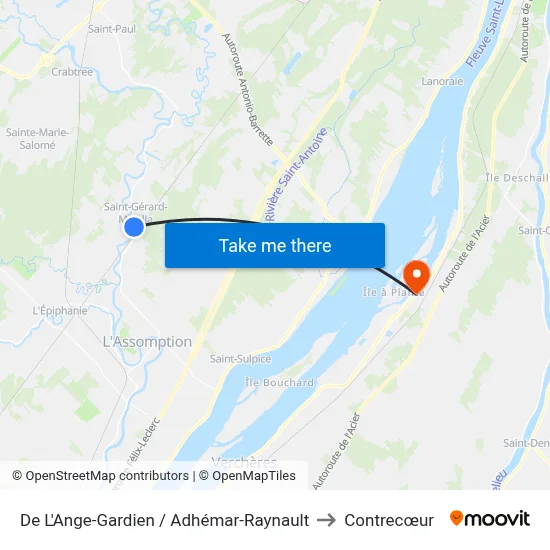 De L'Ange-Gardien / Adhémar-Raynault to Contrecœur map