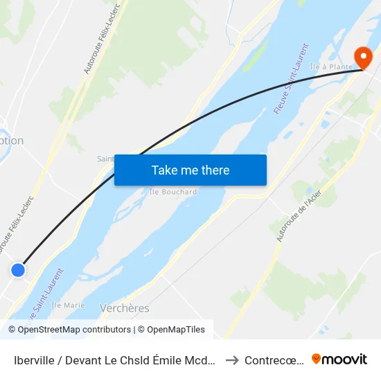 Iberville / Devant Le Chsld Émile Mcduff to Contrecœur map