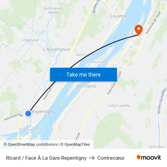 Ricard / Face À La Gare Repentigny to Contrecœur map