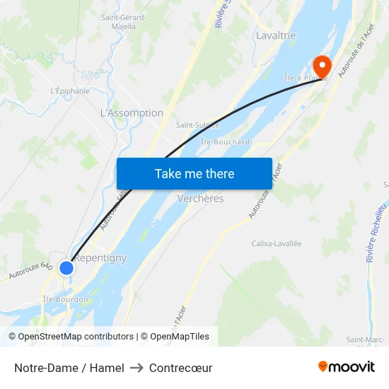 Notre-Dame / Hamel to Contrecœur map