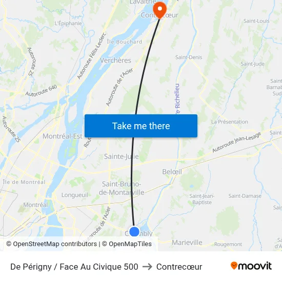 De Périgny / Face Au Civique 500 to Contrecœur map